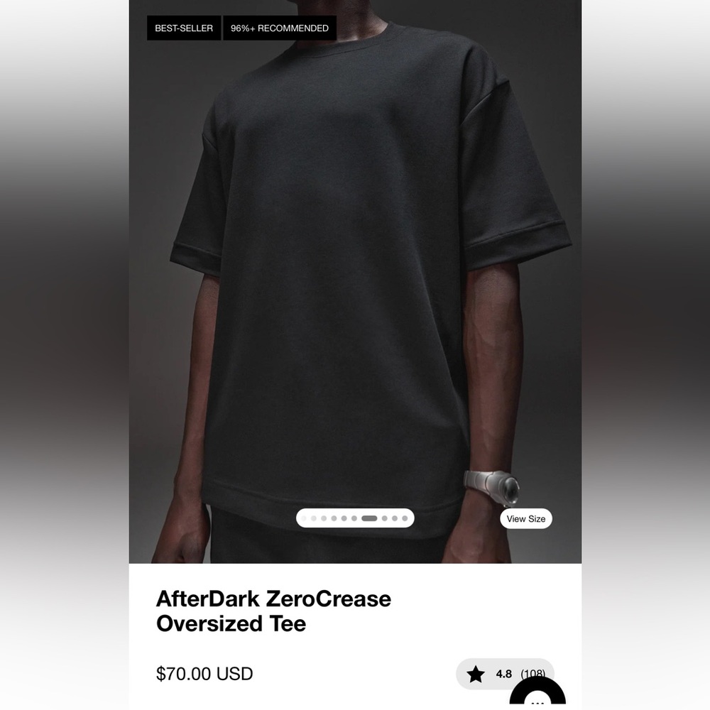 NEW LSKD Men's Black AfterDark ZeroCrease Oversized Tee large